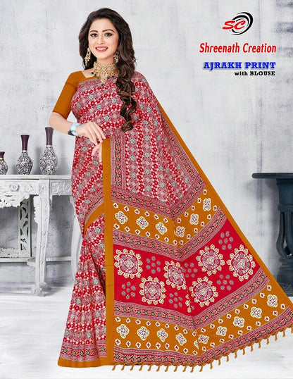 Ajarakh Print Vol-1 Sc Cotton Sarees