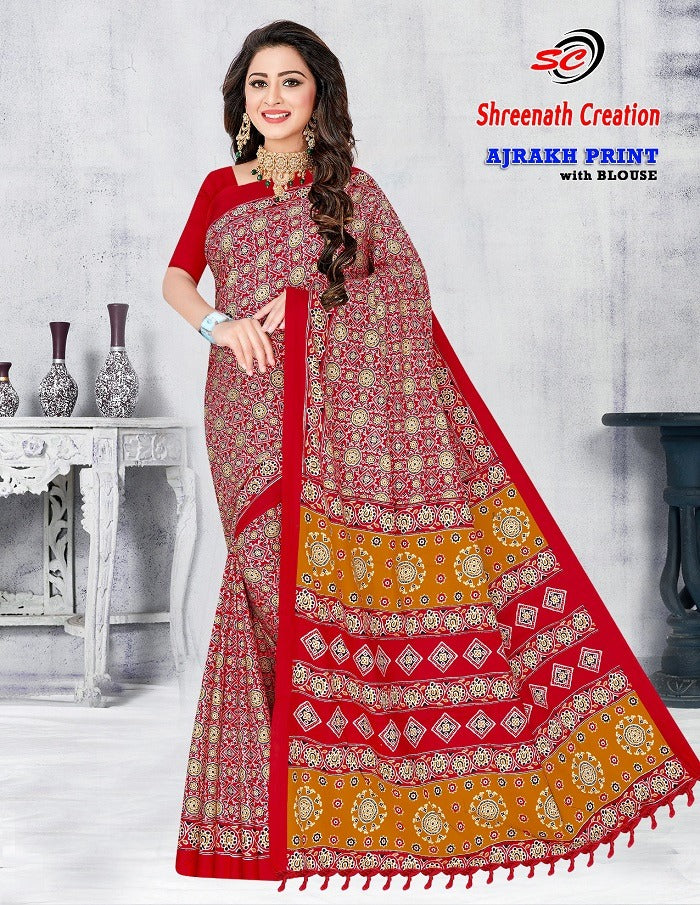 Ajarakh Print Vol-1 Sc Cotton Sarees