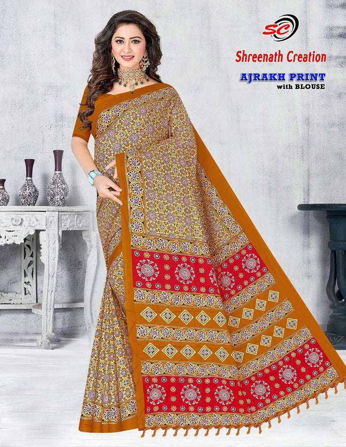 Ajarakh Print Vol-1 Sc Cotton Sarees