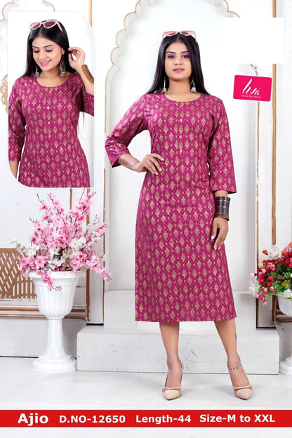 Ajio Zoya Rayon Straight Cut Kurtis