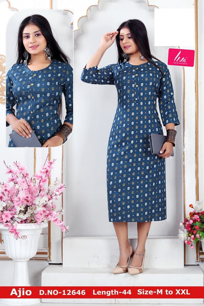 Ajio Zoya Rayon Straight Cut Kurtis