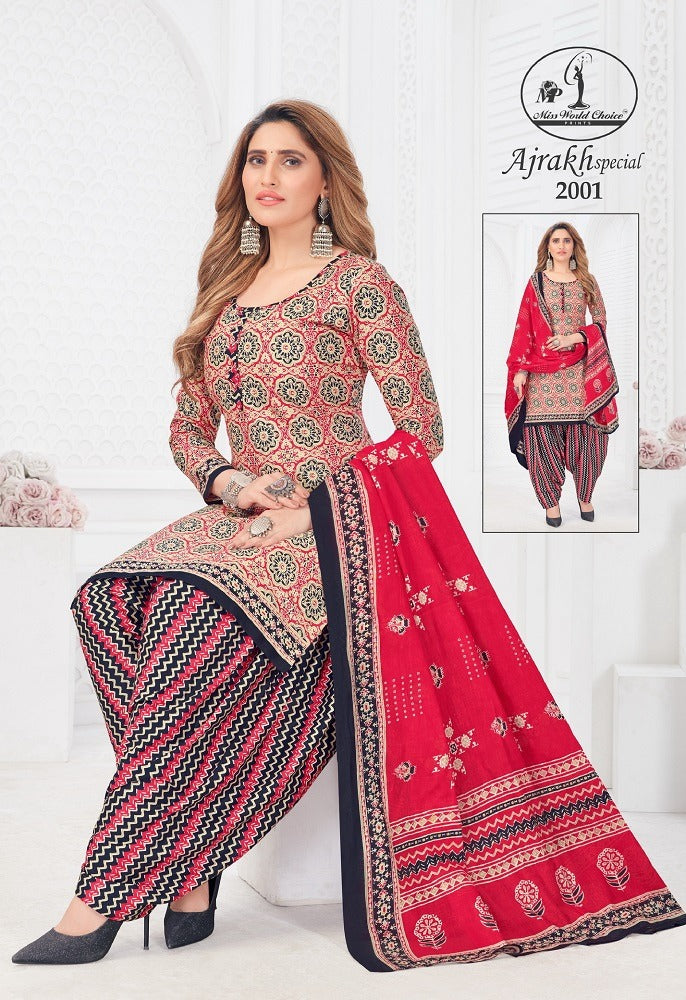 Natural Bagru Ajrakh Hand Block Printed Cotton Dress Material With Chiffon  Dupatta. 4 in Jaipur at best price by Shiv Printers - Justdial