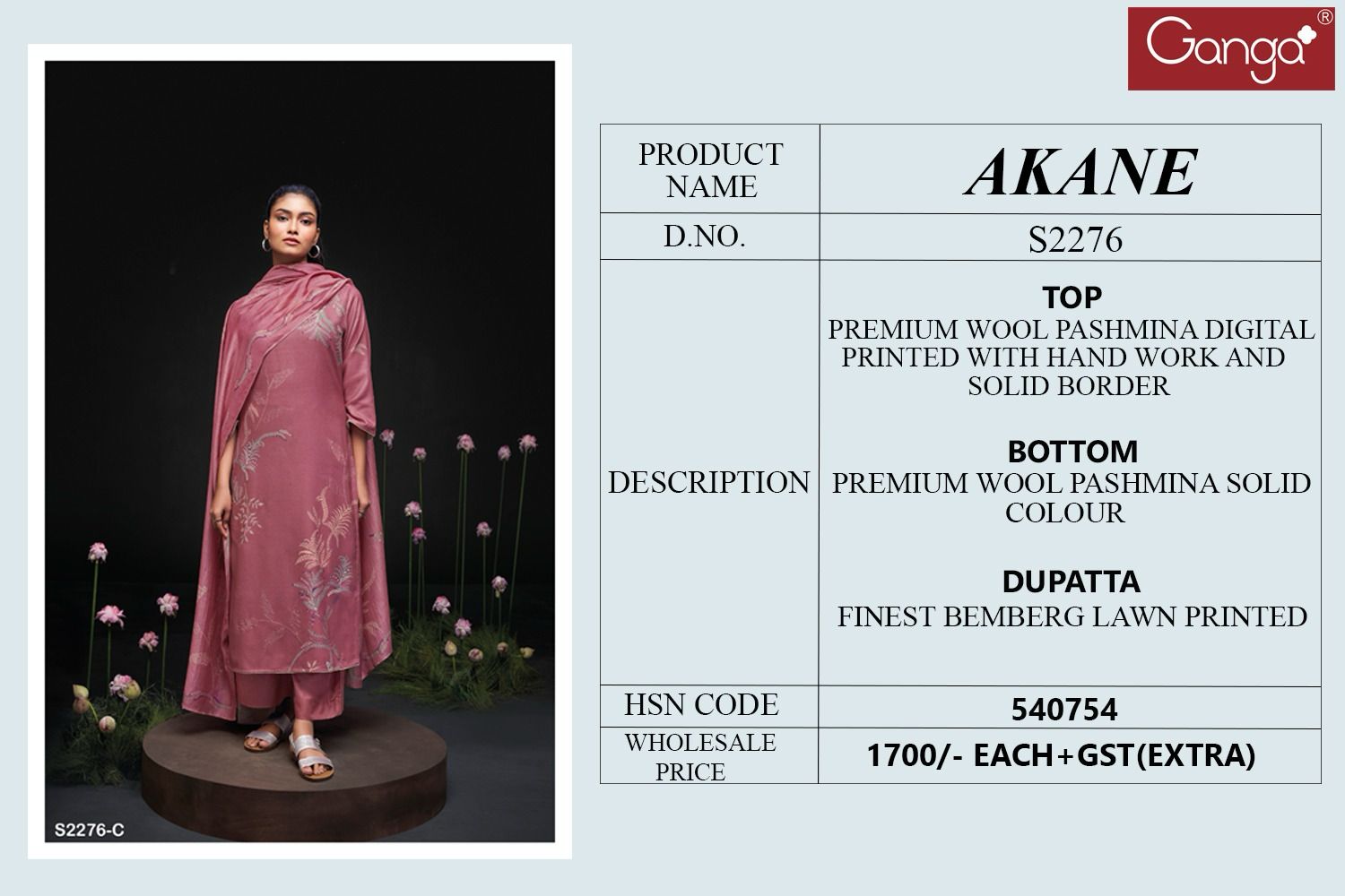 Akane 2276 Ganga Wool Pashmina Suits