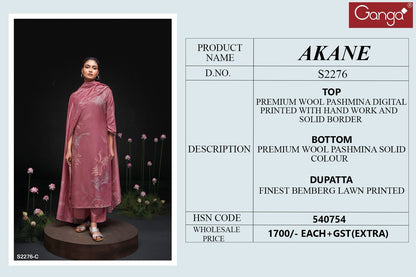 Akane 2276 Ganga Wool Pashmina Suits