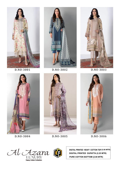 Al Azara Vol 3 Keval Fab Cotton Karachi Salwar Suits