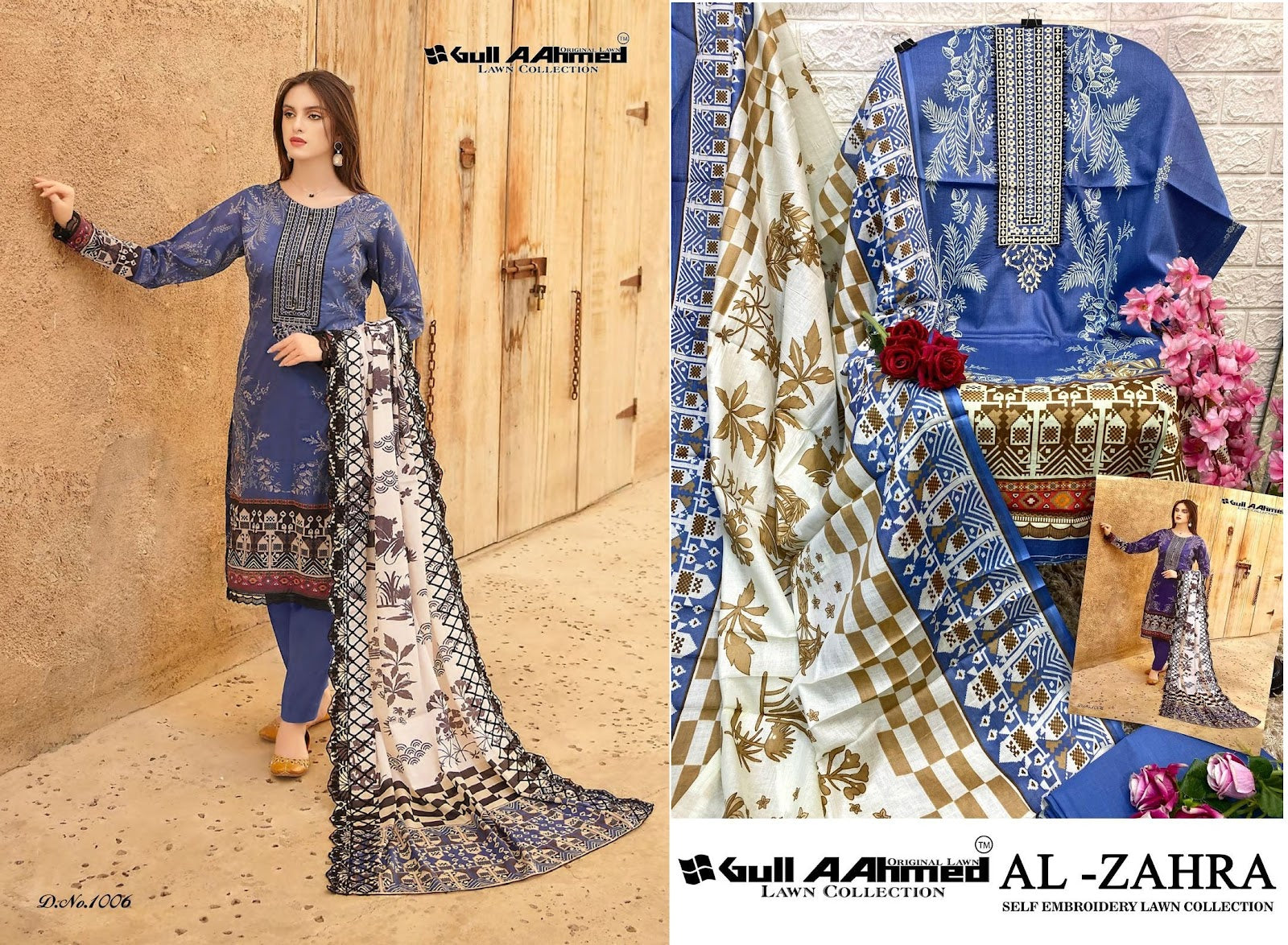 3PC Embroidered Lawn Unstitched Suit With Embroidered Denting Lawn Dupatta  DN-22017 | GulAhmed