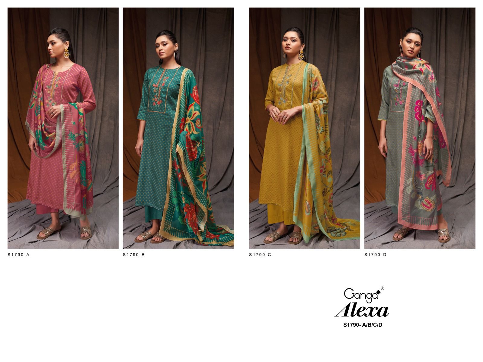 Alexa-1790 Ganga Cotton Silk Plazzo Style Suits