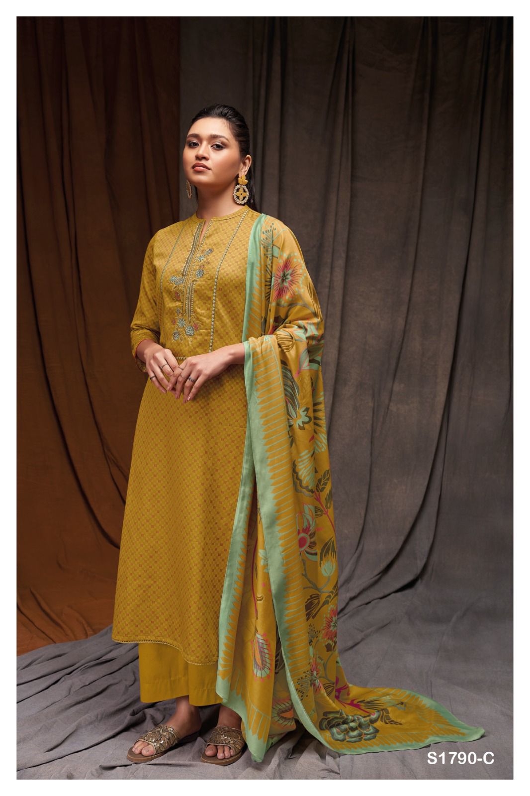 Alexa-1790 Ganga Cotton Silk Plazzo Style Suits