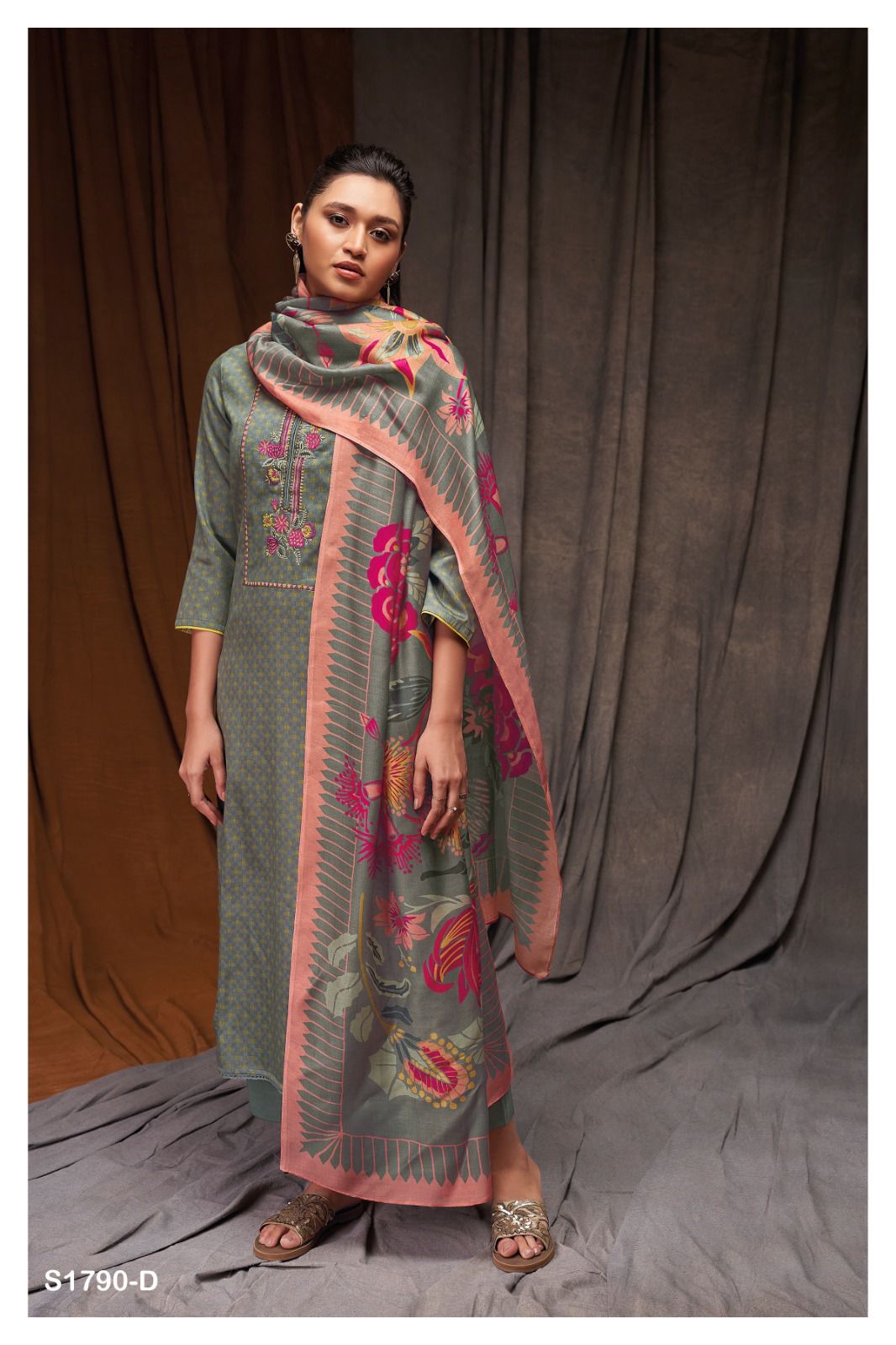 Alexa-1790 Ganga Cotton Silk Plazzo Style Suits