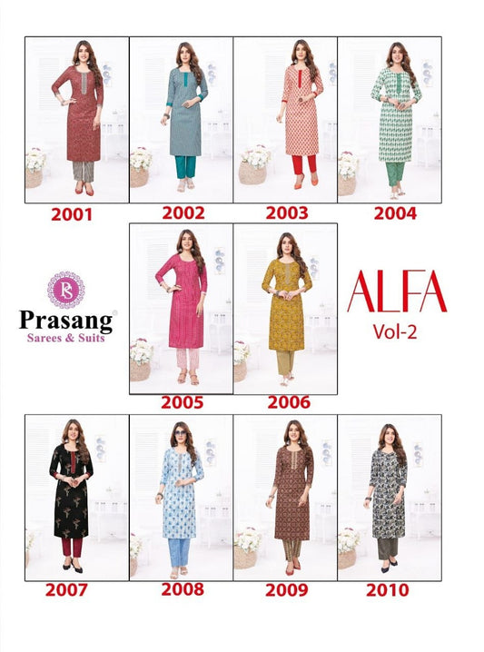Alfa Vol 2 Prasang Kurti Pant Set