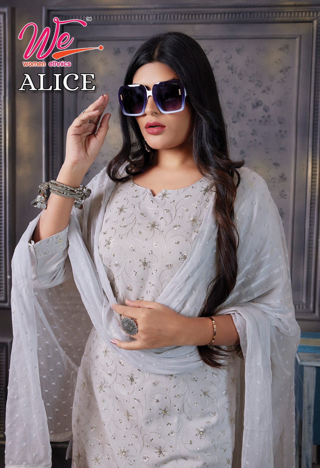 Alice-We Women Ethnics Reyon Readymade Pant Style Suits