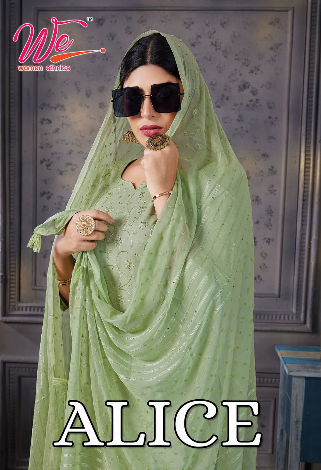 Alice-We Women Ethnics Reyon Readymade Pant Style Suits