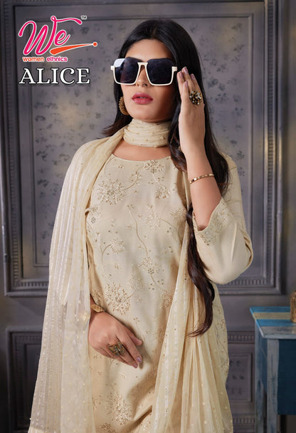 Alice-We Women Ethnics Reyon Readymade Pant Style Suits