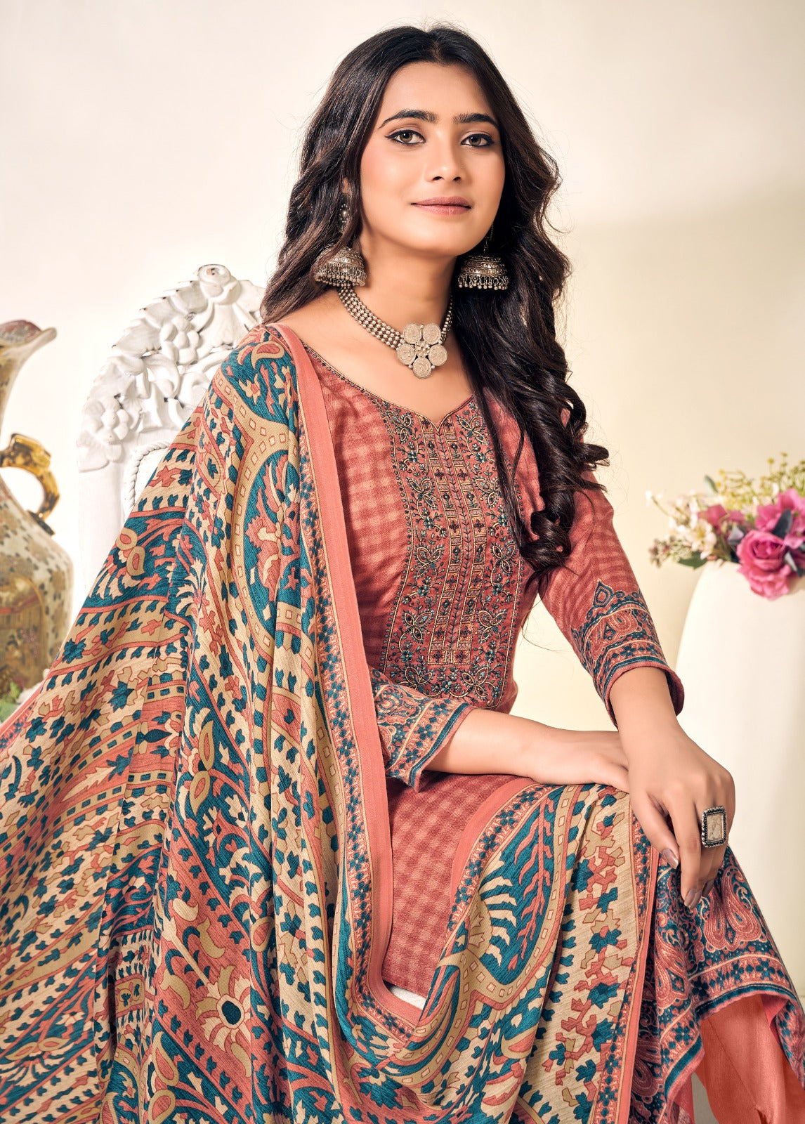 The Ancestry Story Pashmina Salwar Suit Design 551 – Reyna Fabrics