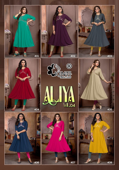 Aliya Vol 4 Kinti Rayon Naira Cut Kurtis