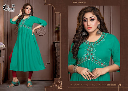 Aliya Vol 4 Kinti Rayon Naira Cut Kurtis