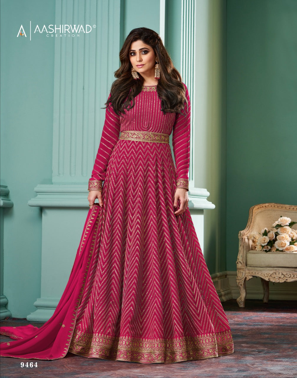 Alizza-Diamond Aashirwad Creation Georgette Readymade Anarkali Suits
