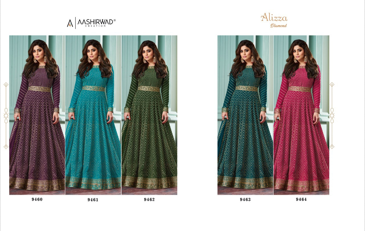 Alizza-Diamond Aashirwad Creation Georgette Readymade Anarkali Suits