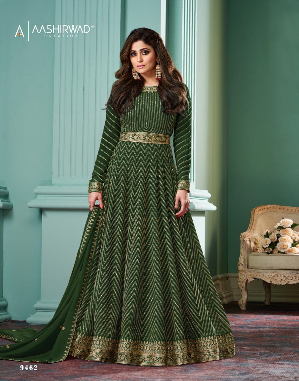 Alizza-Diamond Aashirwad Creation Georgette Readymade Anarkali Suits