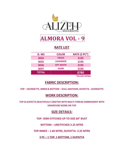 Almora Vol 9 Alizeh Georgette Pant Style Suits