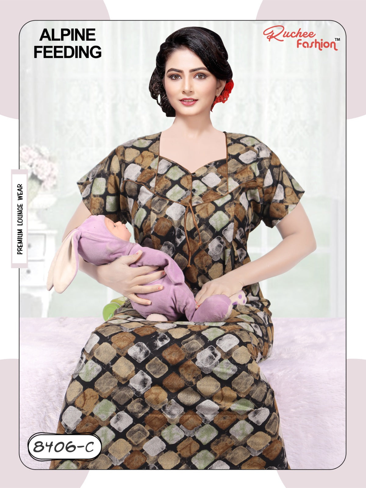 Alpine 0212 Ruchee Fashion Feeding Night Gown