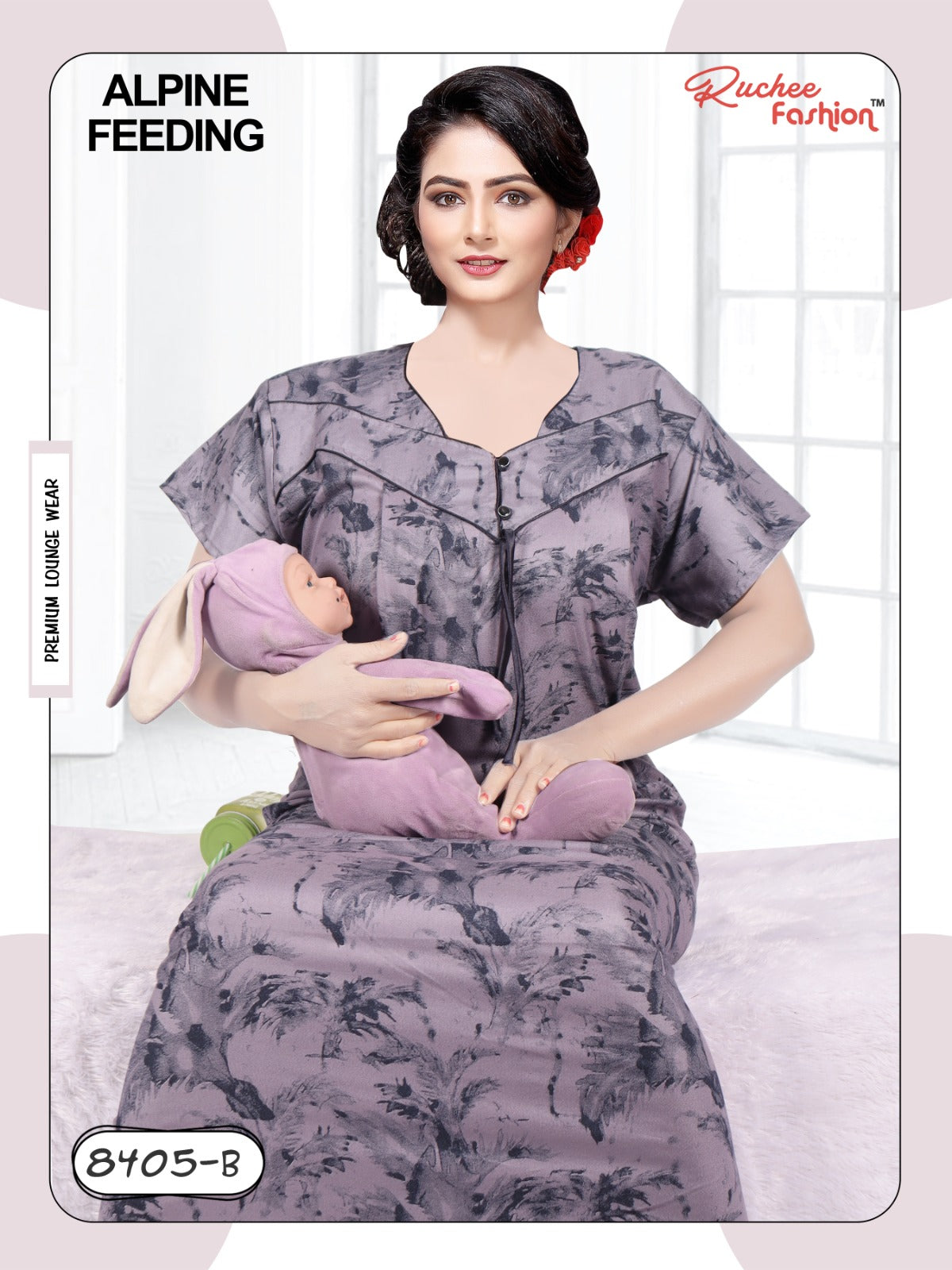 Alpine 0212 Ruchee Fashion Feeding Night Gown