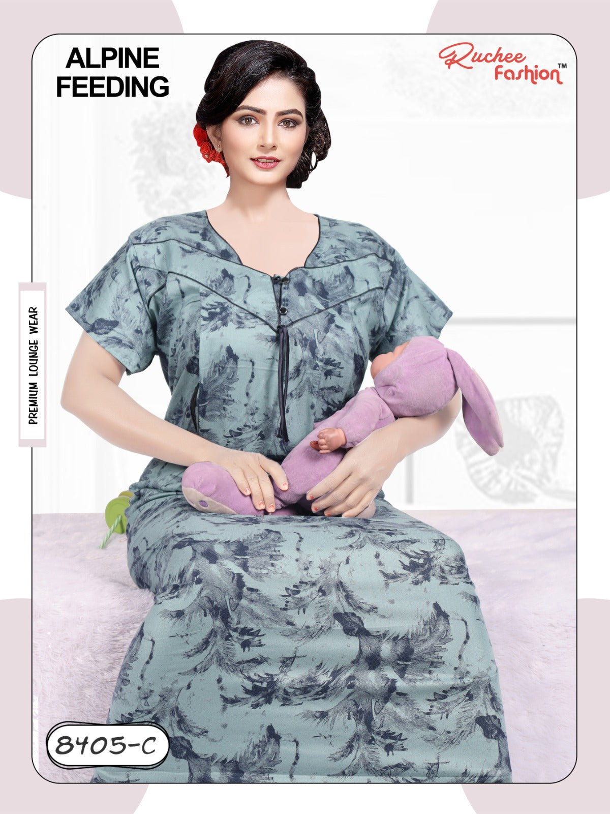 Alpine 0212 Ruchee Fashion Feeding Night Gown