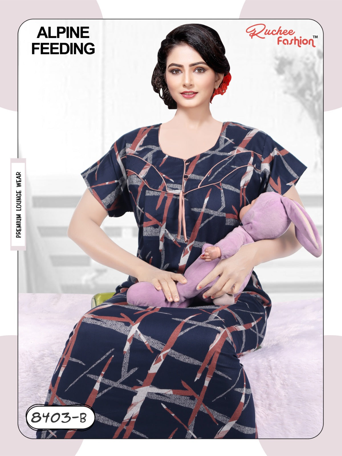 Alpine 0212 Ruchee Fashion Feeding Night Gown