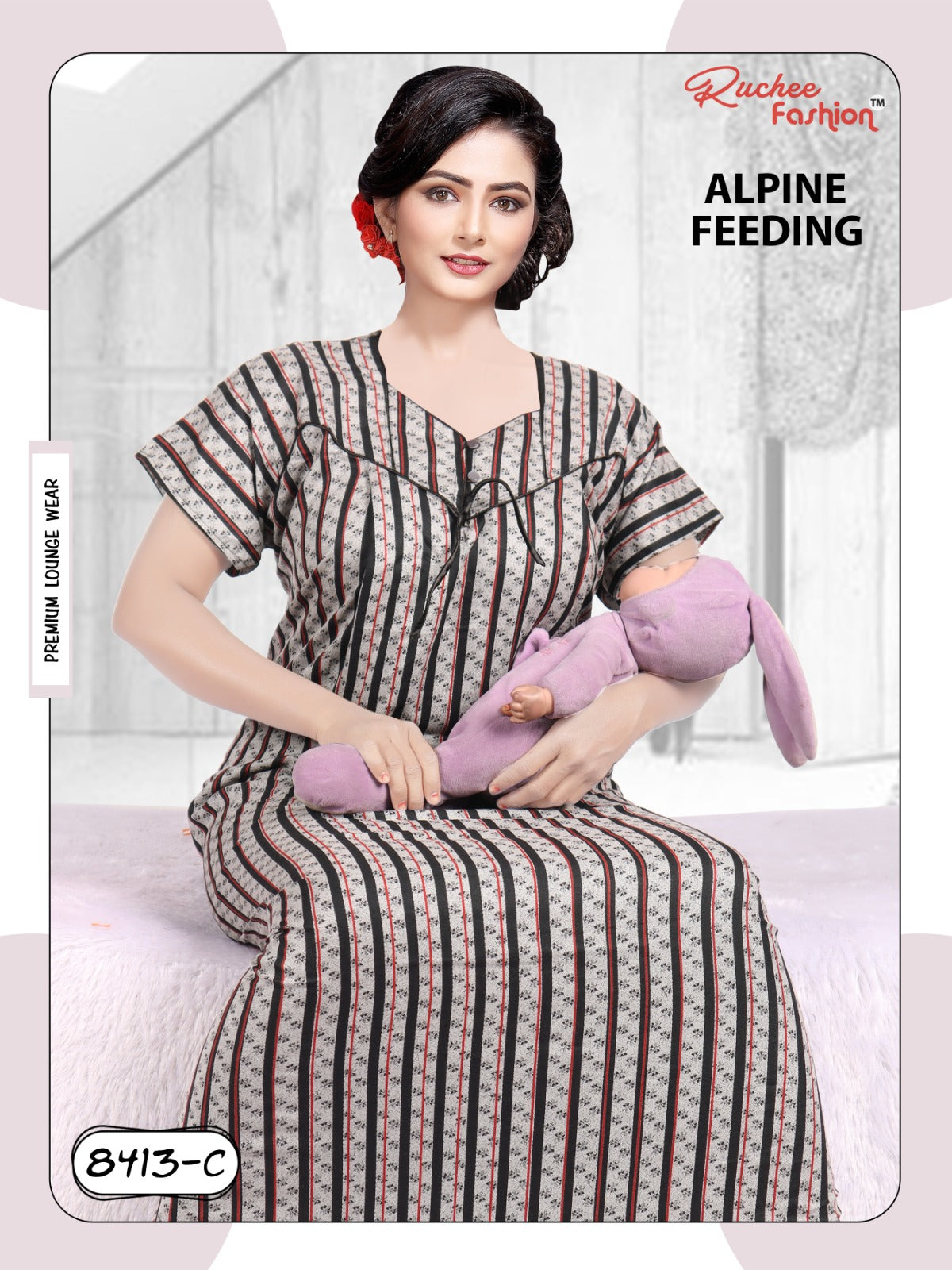 Alpine 0212 Ruchee Fashion Feeding Night Gown