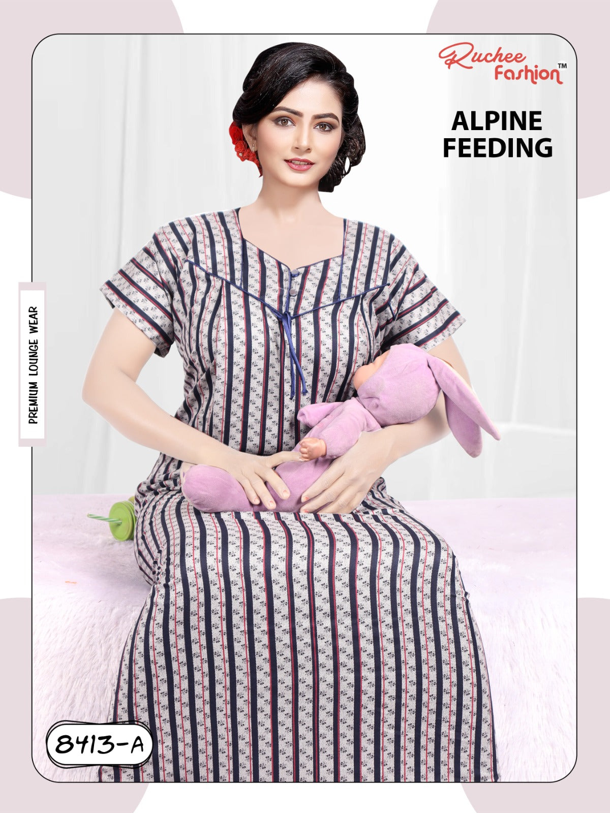 Alpine 0212 Ruchee Fashion Feeding Night Gown