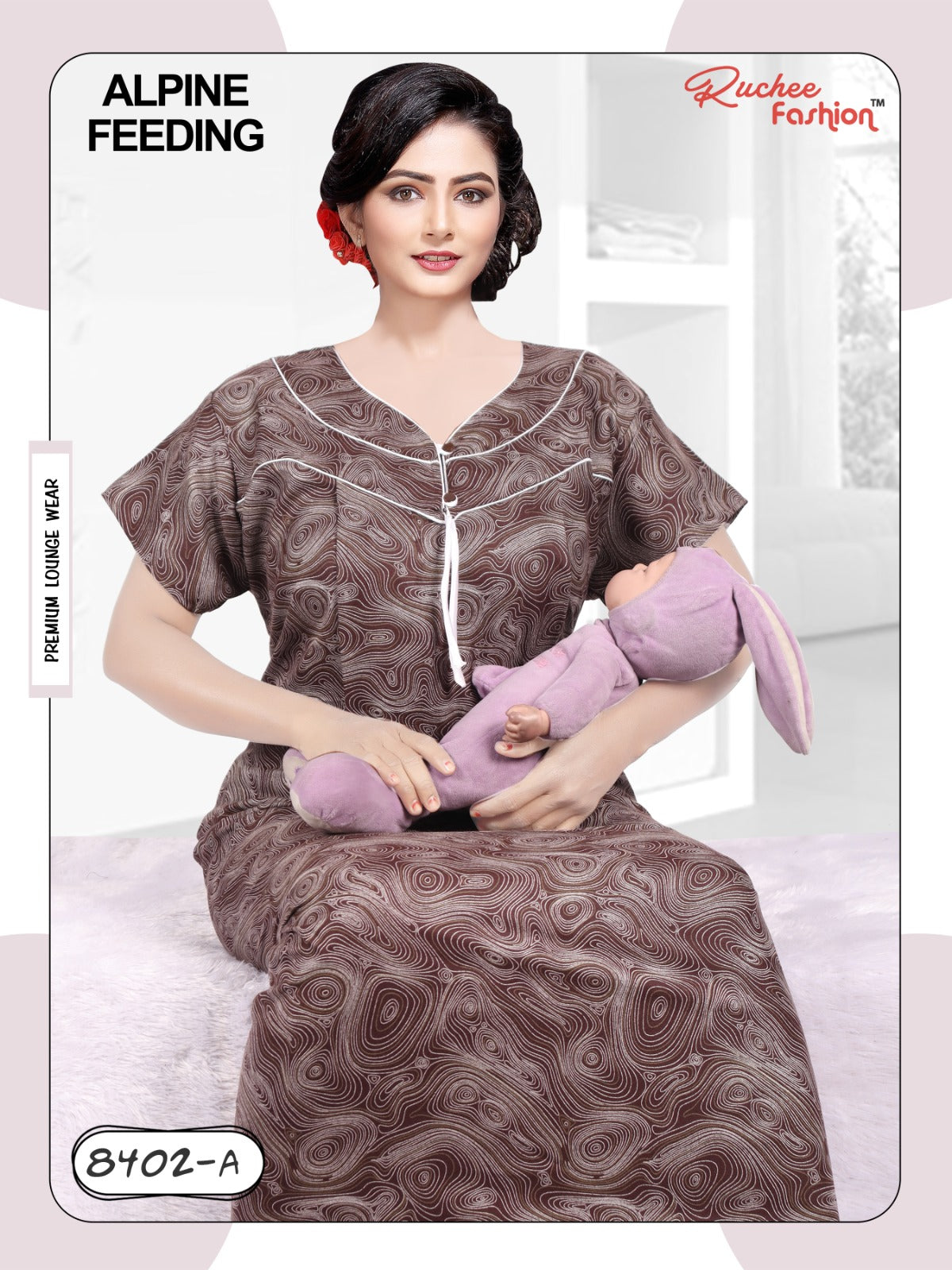 Alpine 0212 Ruchee Fashion Feeding Night Gown