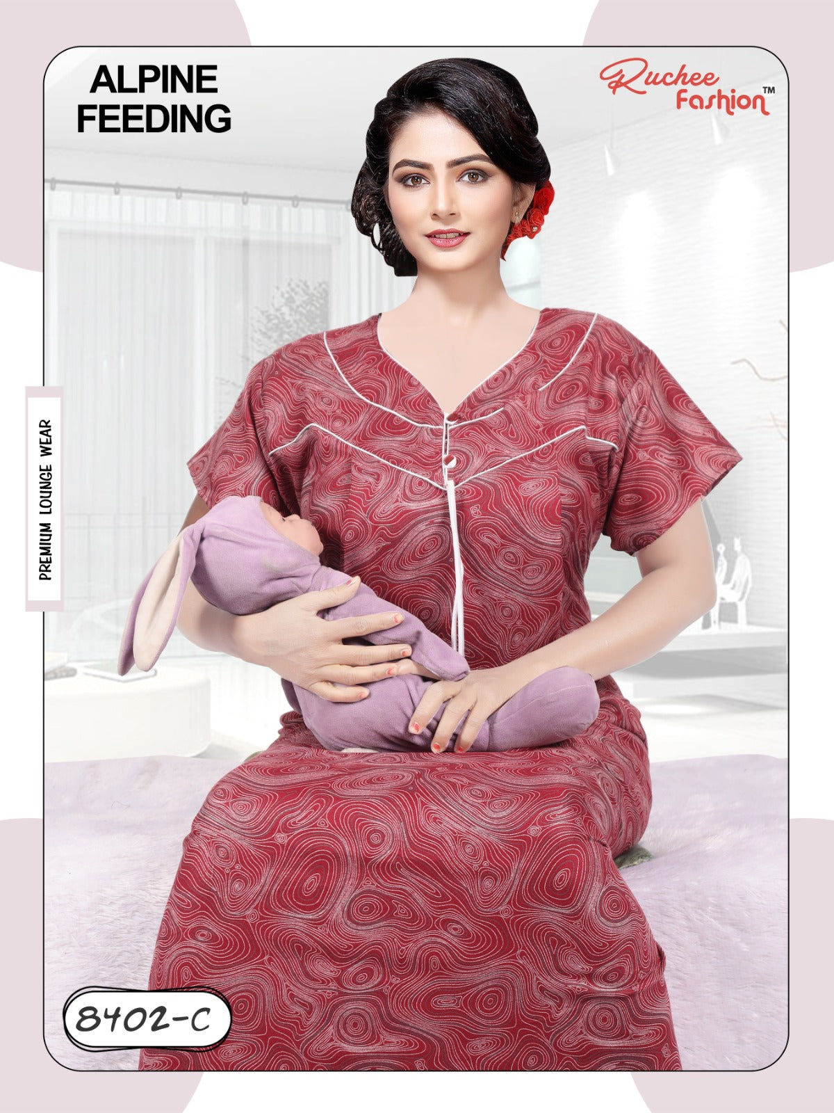 Alpine 0212 Ruchee Fashion Feeding Night Gown
