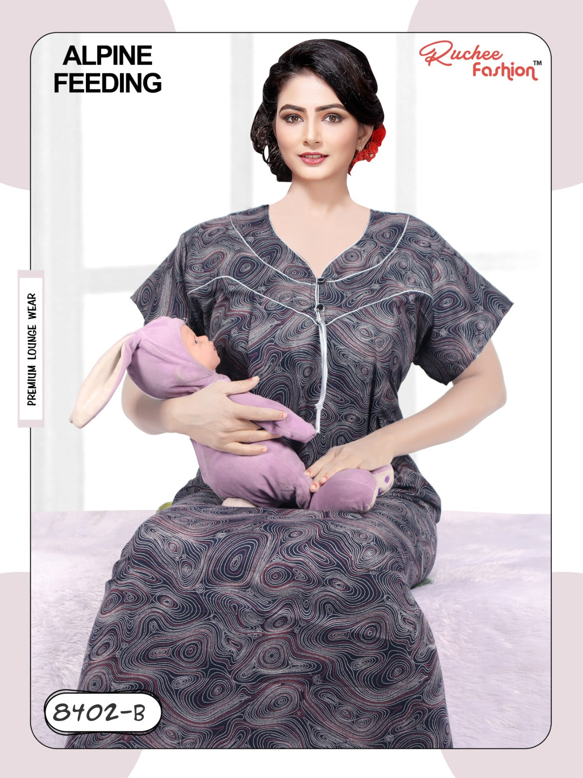 Alpine 0212 Ruchee Fashion Feeding Night Gown