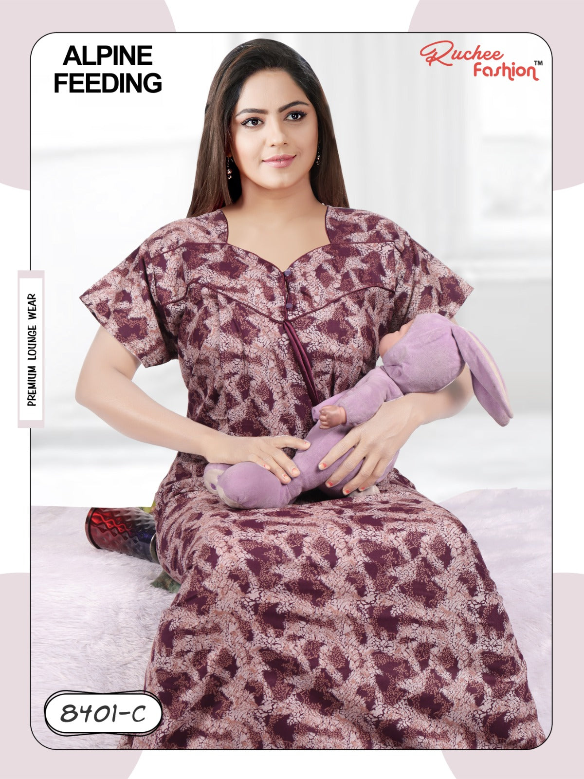 Alpine 0212 Ruchee Fashion Feeding Night Gown