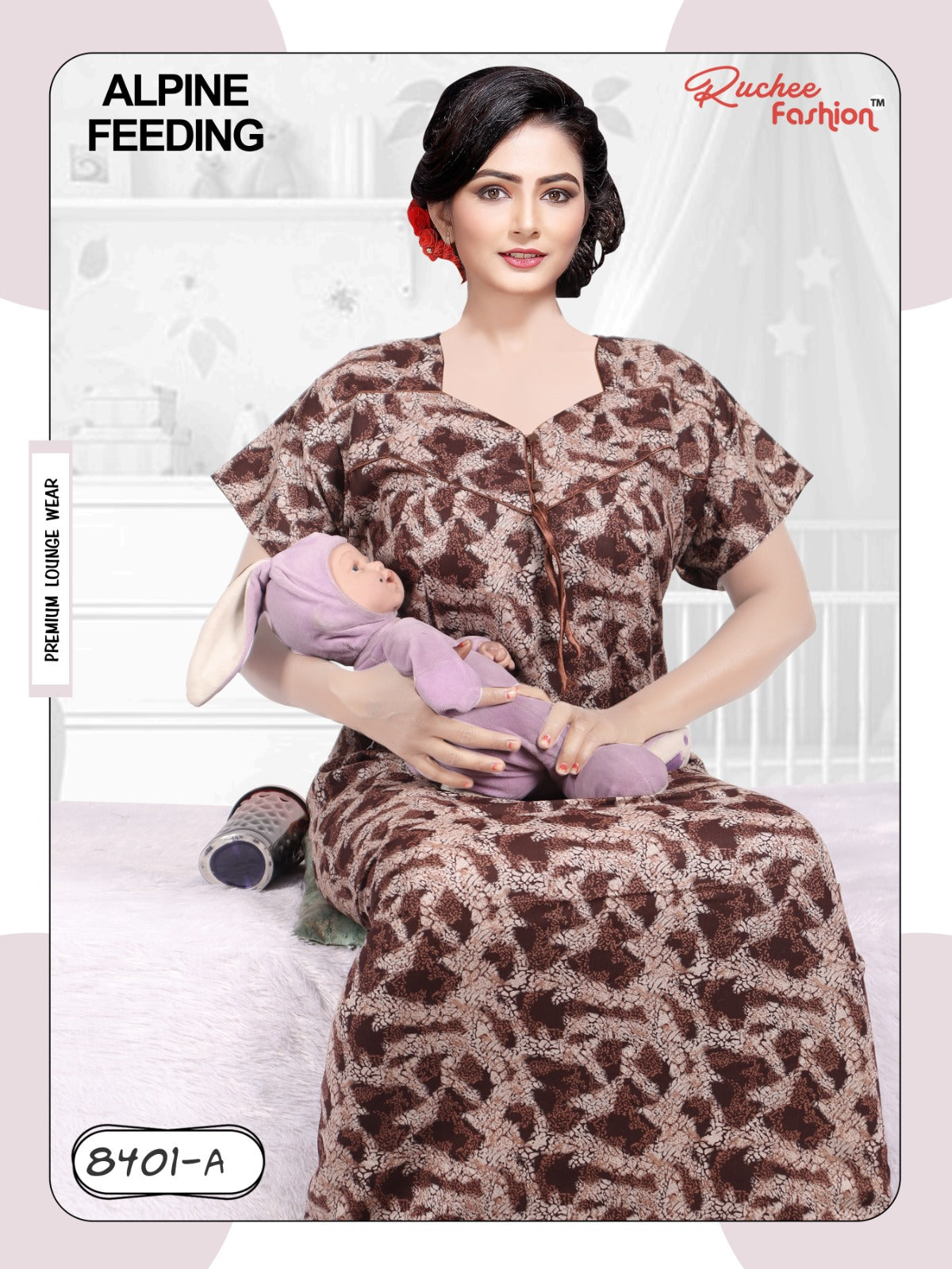 Alpine 0212 Ruchee Fashion Feeding Night Gown