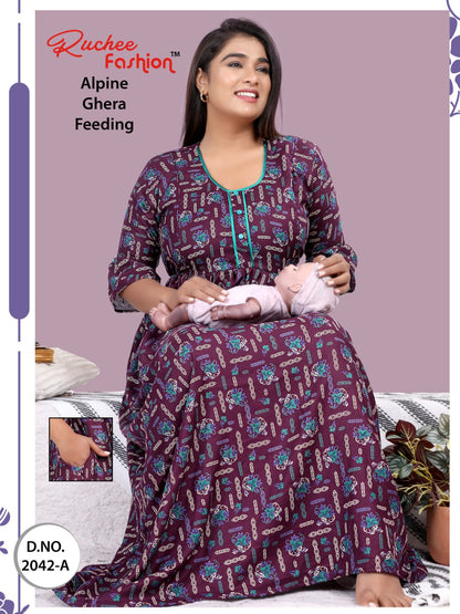 Alpine Ghera 2711 Ruchee Fashion Feeding Night Gown
