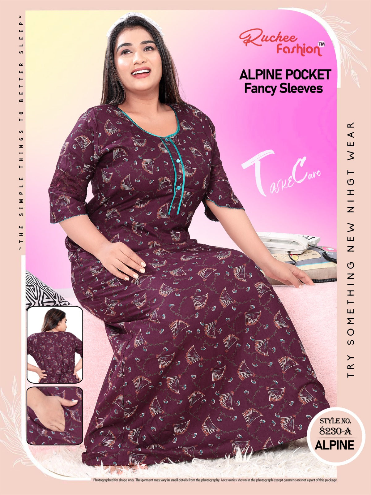 Alpine Pocket 0412 Ruchee Fashion Night Gowns