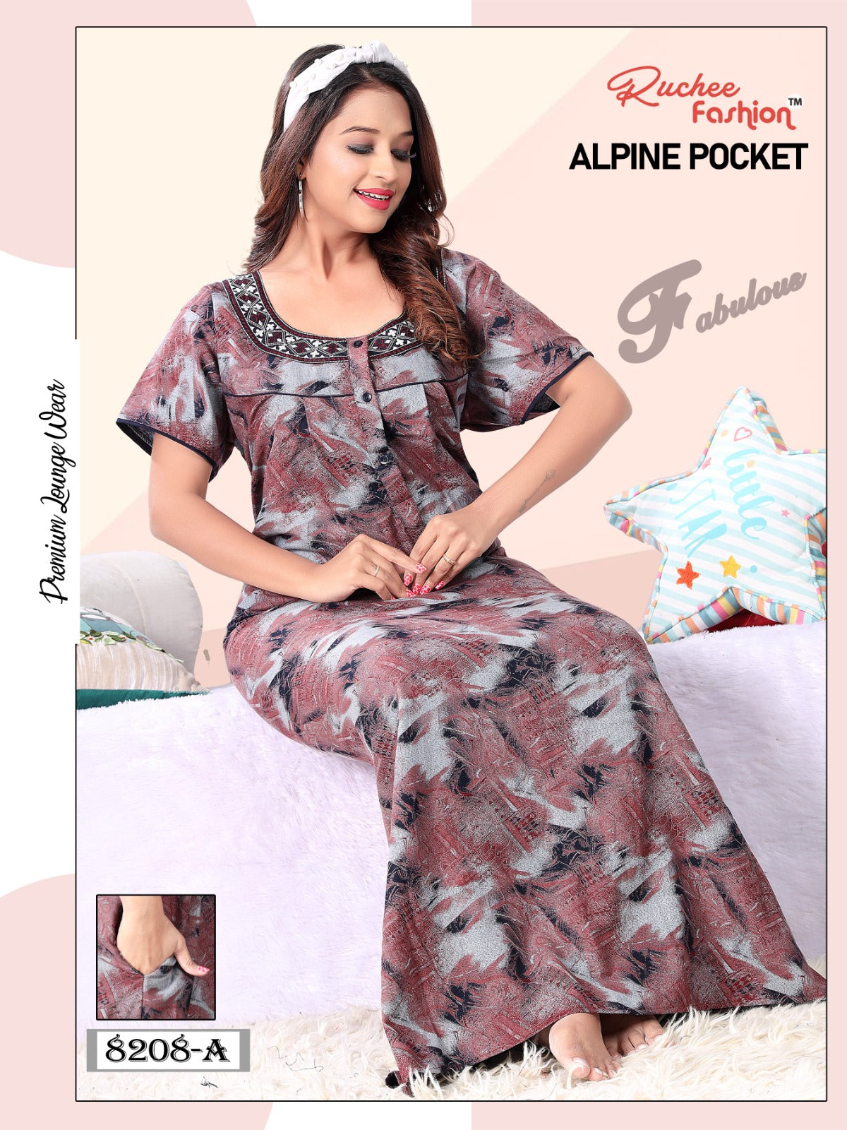Alpine Pocket Ef Ruchee Fashion Night Gowns