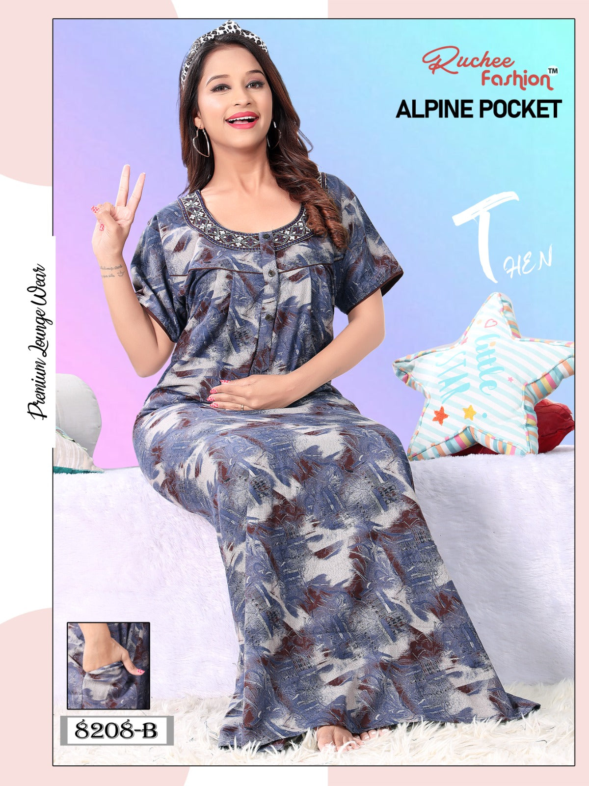 Alpine Pocket Ef Ruchee Fashion Night Gowns