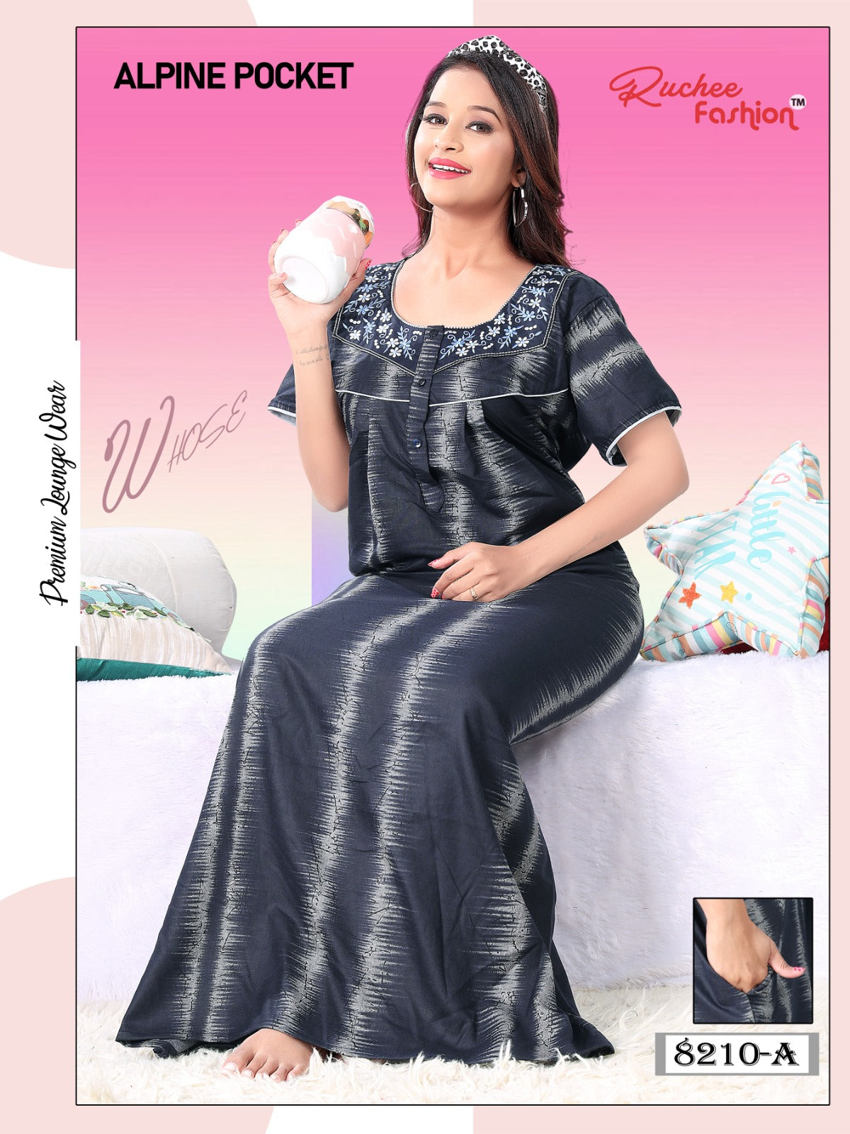 Alpine Pocket Ef Ruchee Fashion Night Gowns