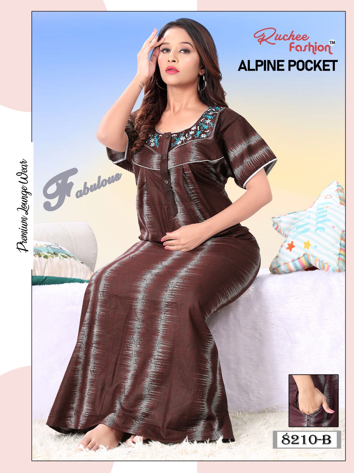 Alpine Pocket Ef Ruchee Fashion Night Gowns