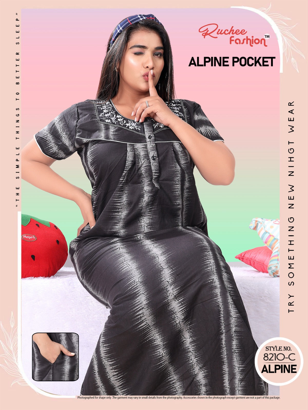 Alpine Pocket Ef Ruchee Fashion Night Gowns