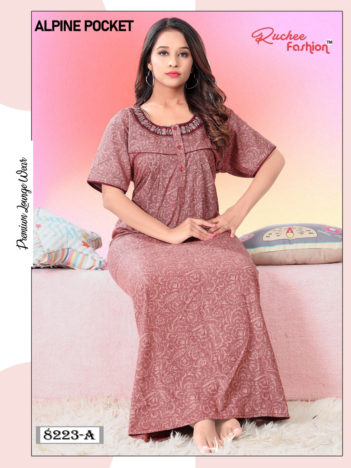 Alpine Pocket Ef Ruchee Fashion Night Gowns