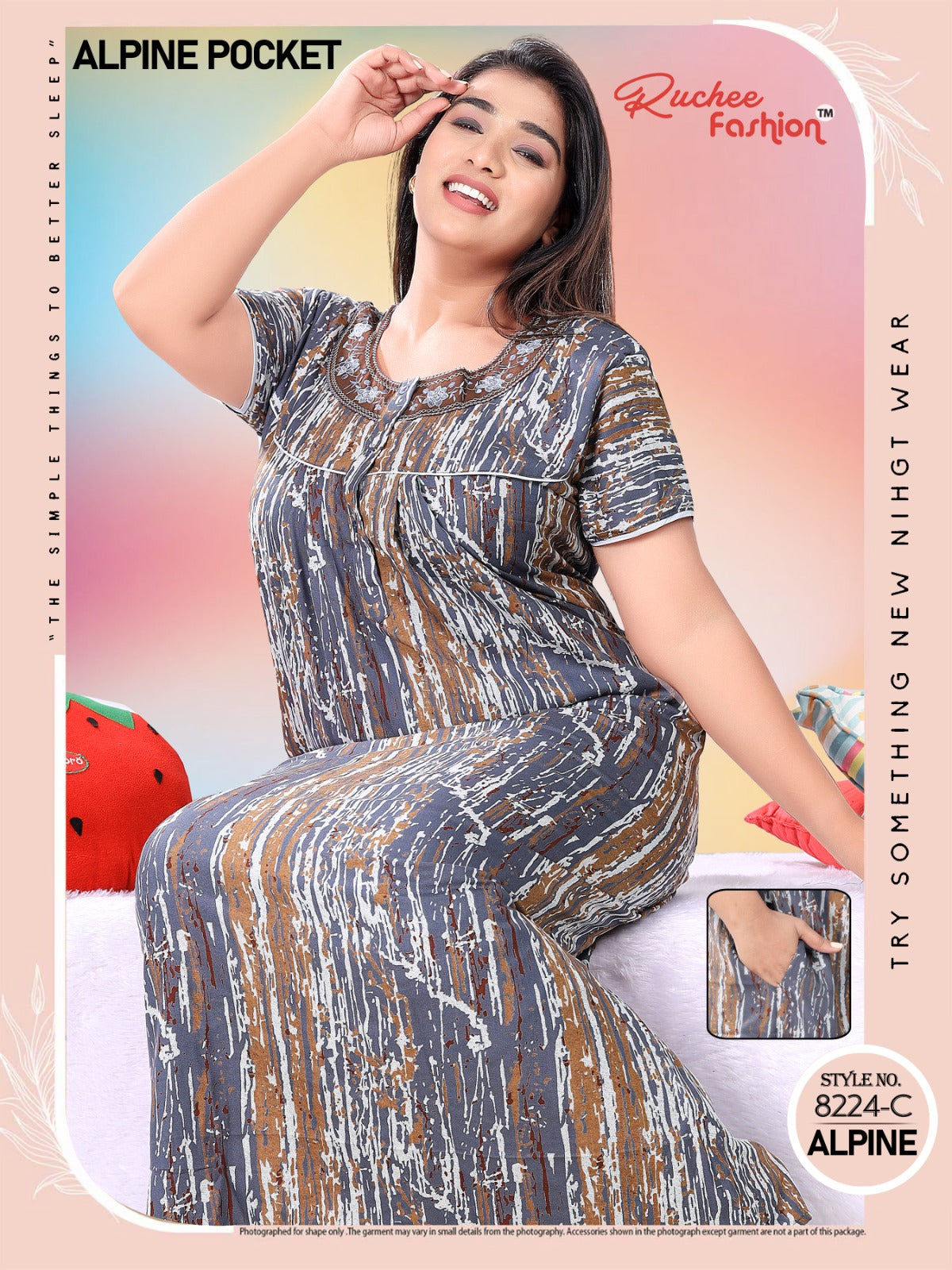 Alpine Pocket Ef Ruchee Fashion Night Gowns