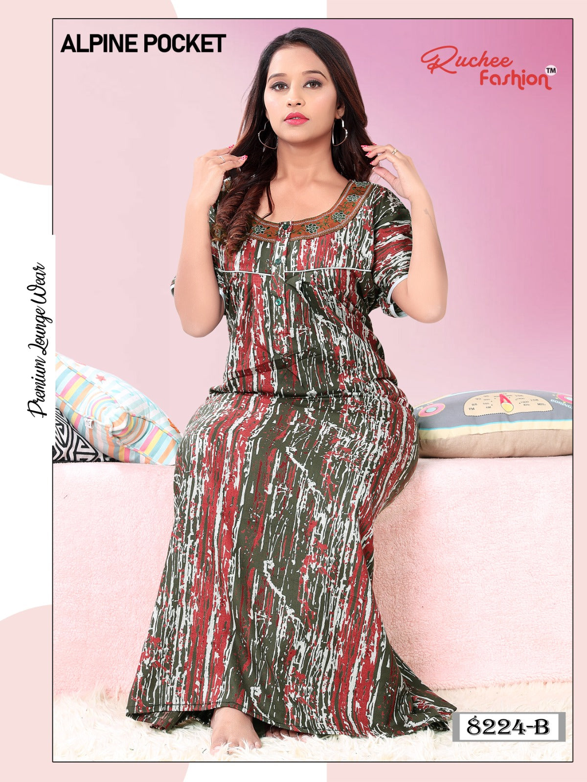 Alpine Pocket Ef Ruchee Fashion Night Gowns