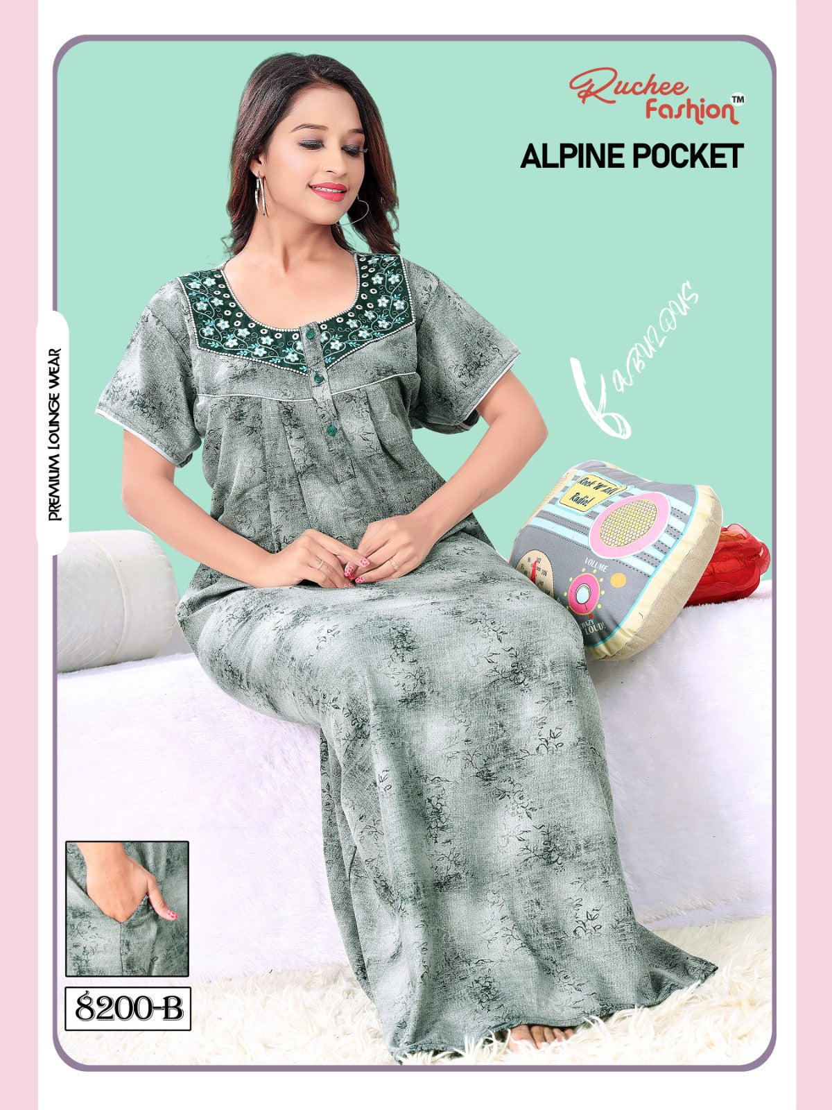 Alpine Pocket Ef Ruchee Fashion Night Gowns