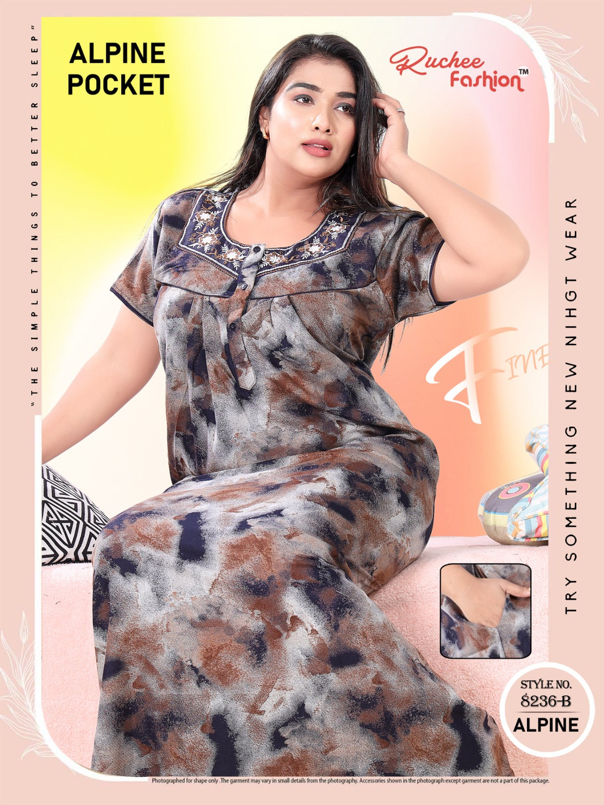 Alpine Pocket Yz Ruchee Fashion Night Gowns