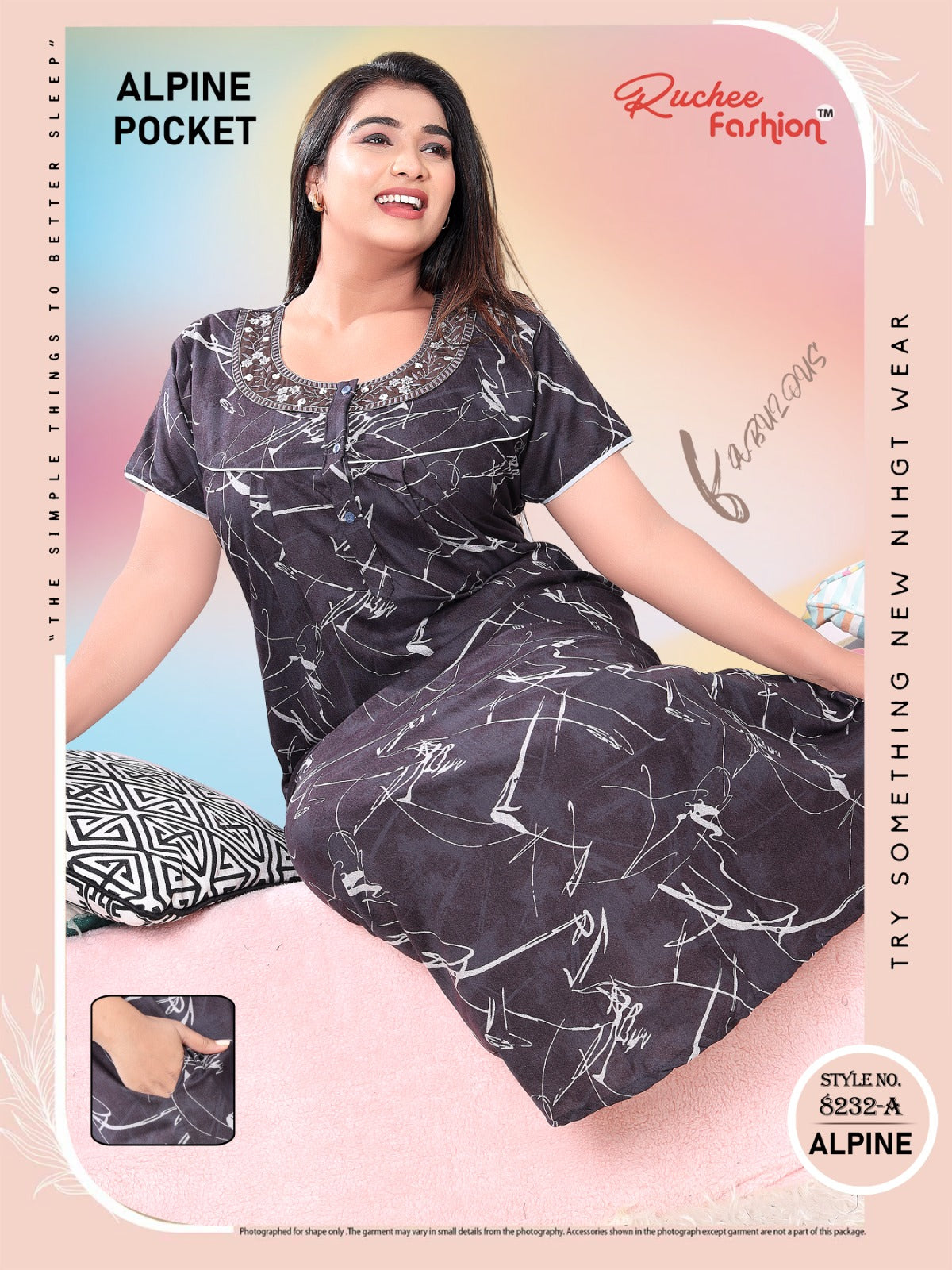 Alpine Pocket Yz Ruchee Fashion Night Gowns