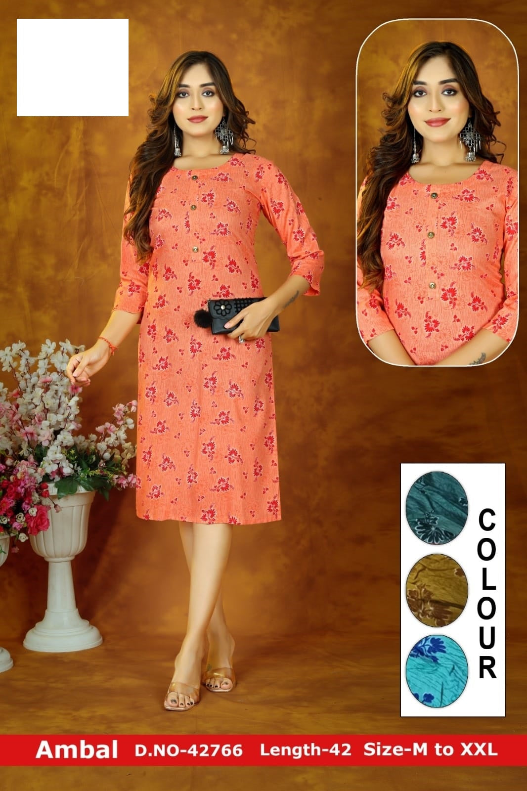 Ambal-D Zoya Two Tone Knee Length Kurtis