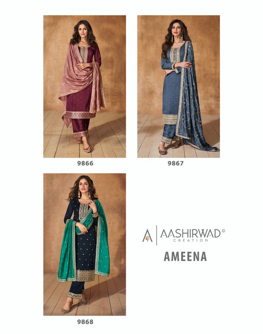 Ameena Aashirwad Creation Silk Readymade Suits